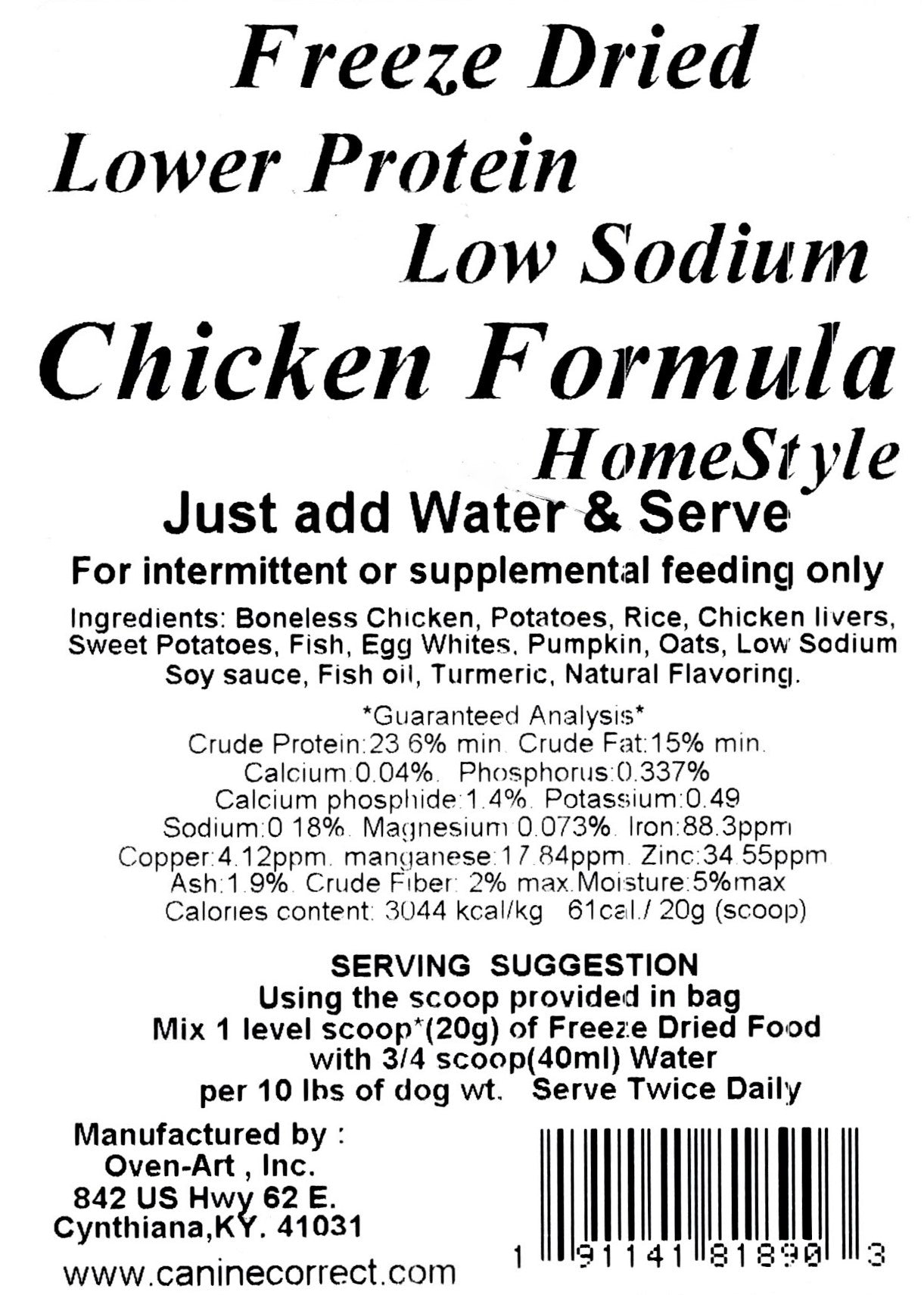 Canine Correct Lower Protein/Low Sodium Chicken Specialty Formula