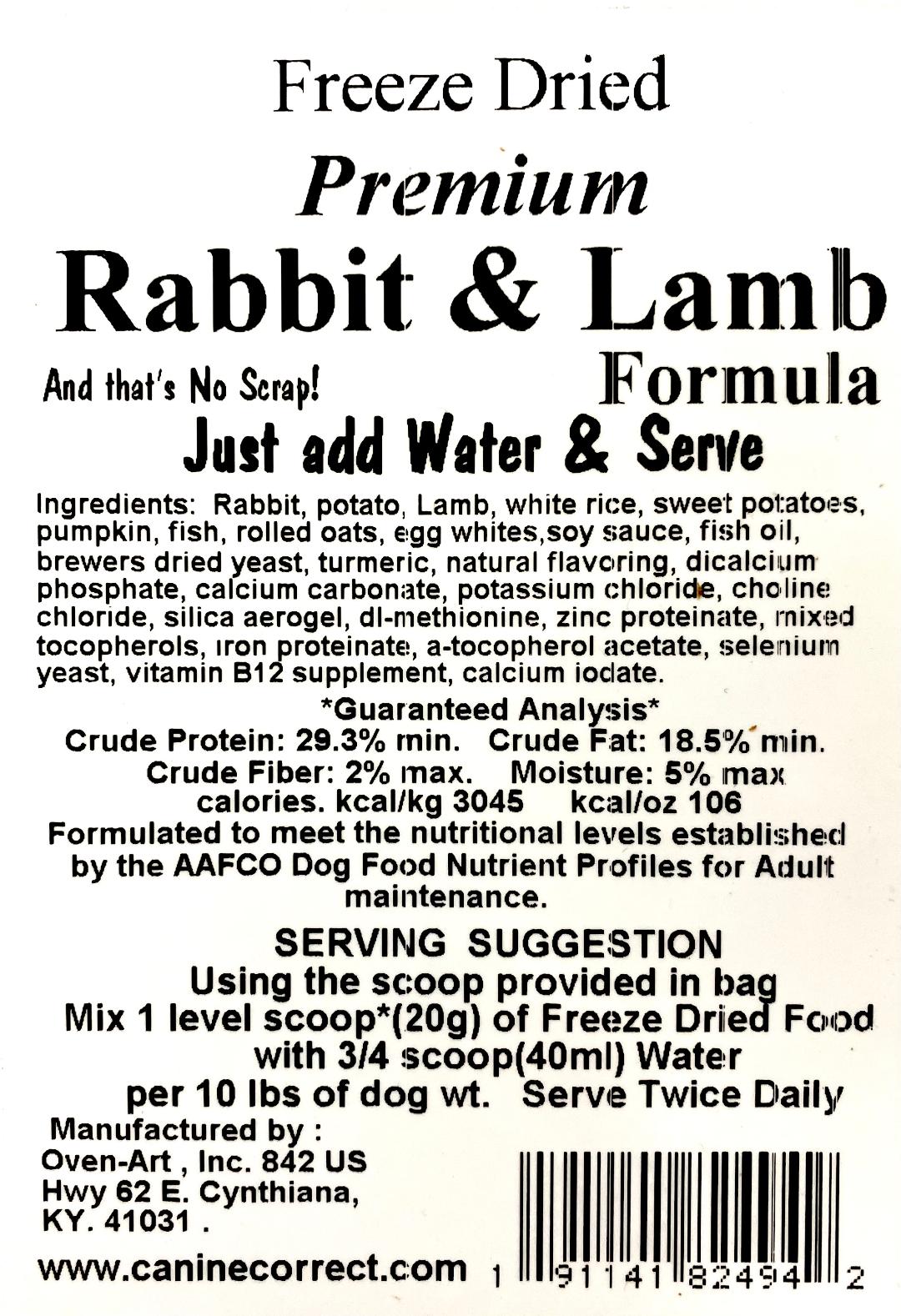 Canine Correct Premium Rabbit & Lamb Formula